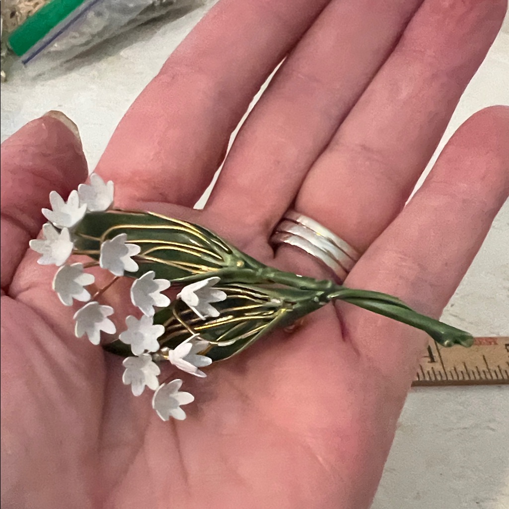 Vintage Original By Robert Lilly Of The Valley Flower Brooch